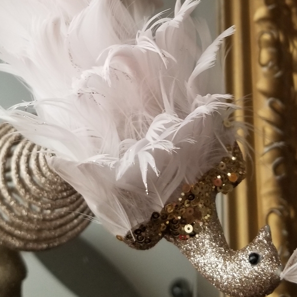 ❗Vintage Art Deco Rose Gold Glitter Peacock Tree Topper with Feather Tail❗ - Picture 8 of 12